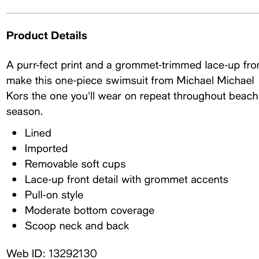 NWT Michael Kors Printed Lace Up Swimsuit - Picture 3 of 11